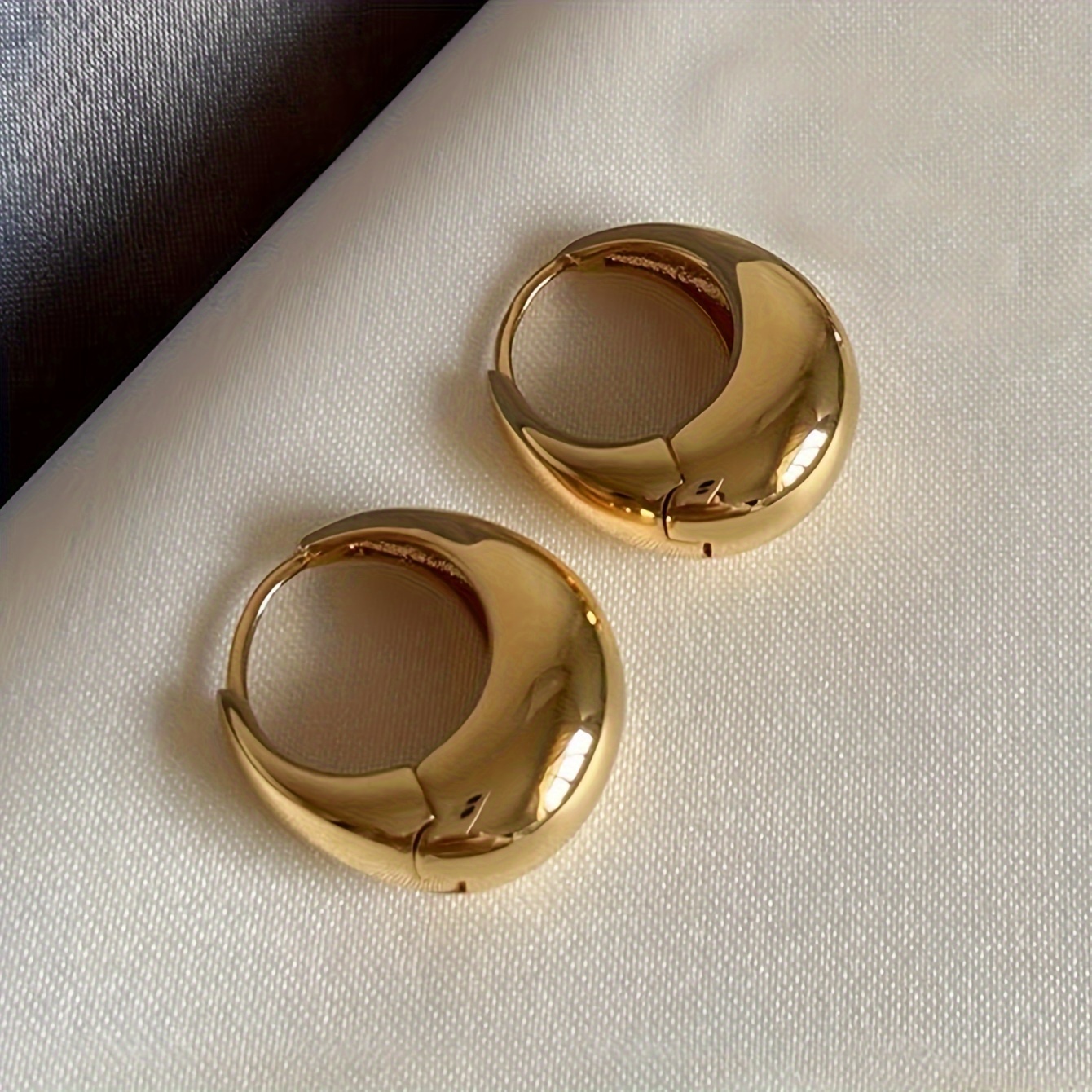 Geometric Copper Clasp Hoop Earrings Polished Finish